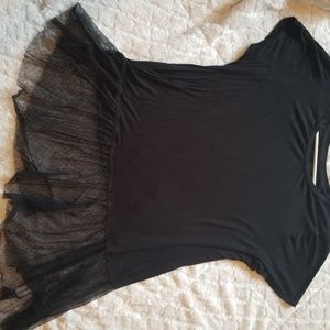 Black tee with sheer accent